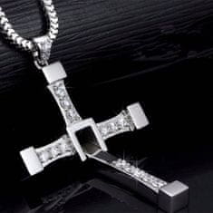 Netscroll Stříbrný pánský řetízek s křížem, CrossNecklace