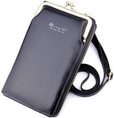 Camerazar Mini peněženka s popruhem pro telefon, černá, měkká ekologická kůže, 18x11x5 cm