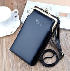 Camerazar Mini peněženka s popruhem pro telefon, černá, měkká ekologická kůže, 18x11x5 cm