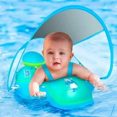 Plavecký kruh pro kojence a batolata se stříškou, dětský kruh do vody se stříškou proti slunci a horku, růžová, FloatyBaby
