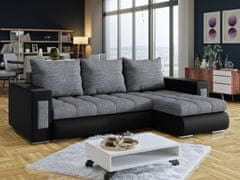 Nejlevnější nábytek Rohová sedačka OROSTA, šedá látka/černá ekokůže
